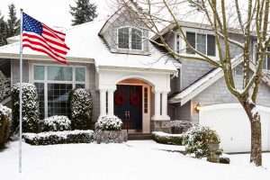 freezing flagpole service Snowy Winter USA American Flag